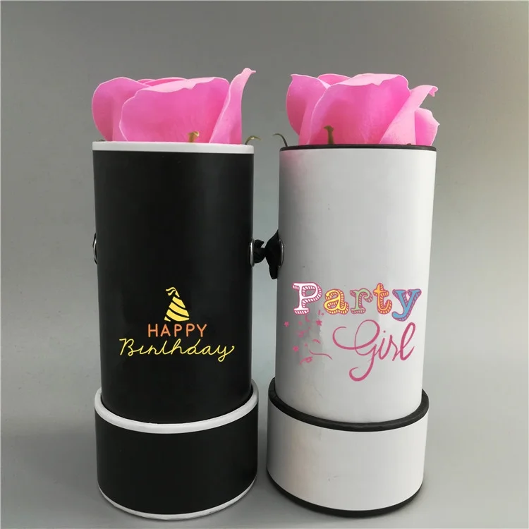 Paper single rose gift box round shape mini flower boxes cardboard box custom logo