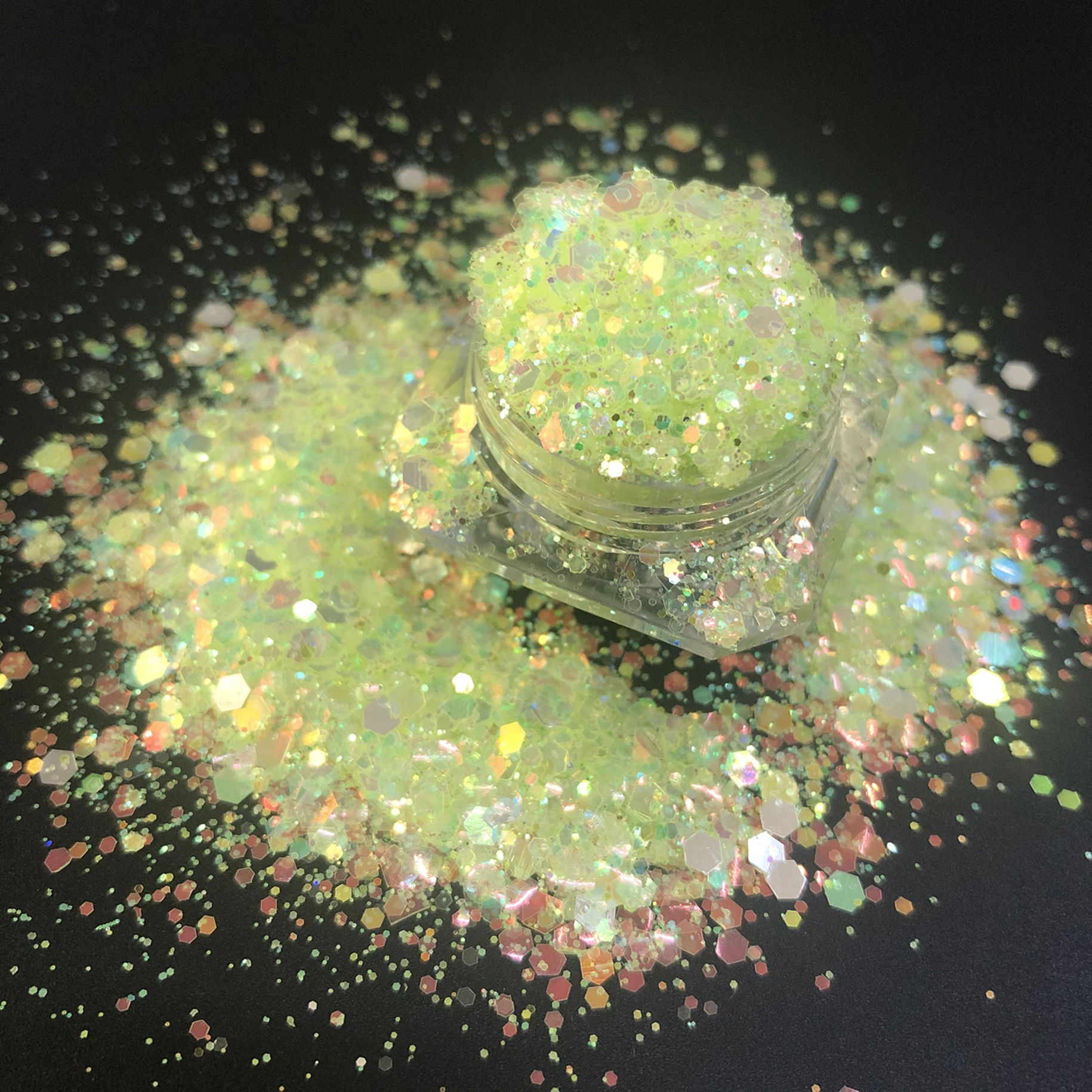 Bulk Wholesale Chunky 3D Diamond Sequins Iridescent Laser Nail Glitter Mix For Nail Arts, Makeup