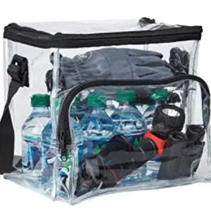 Large Clear Lunch Bag PVC Lunch Box with Adjustable Strap and Front Storage Compartment