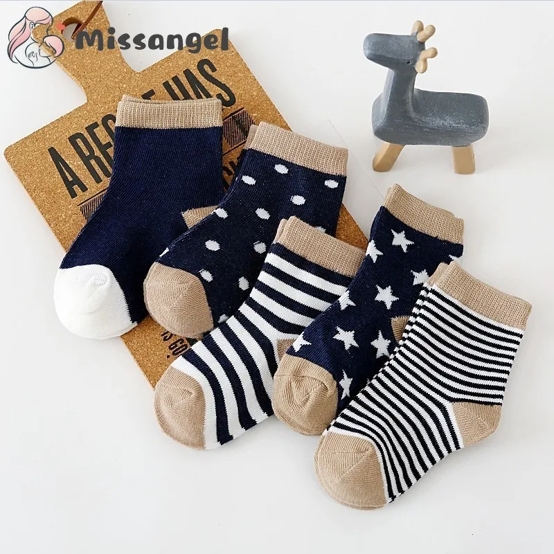 5Pairs/lot 2022 Baby Socks for Kids Girls Boy Cotton Stripe Cartoon Animals Summer Toddler Knitted Socks Newborn Baby Clothes