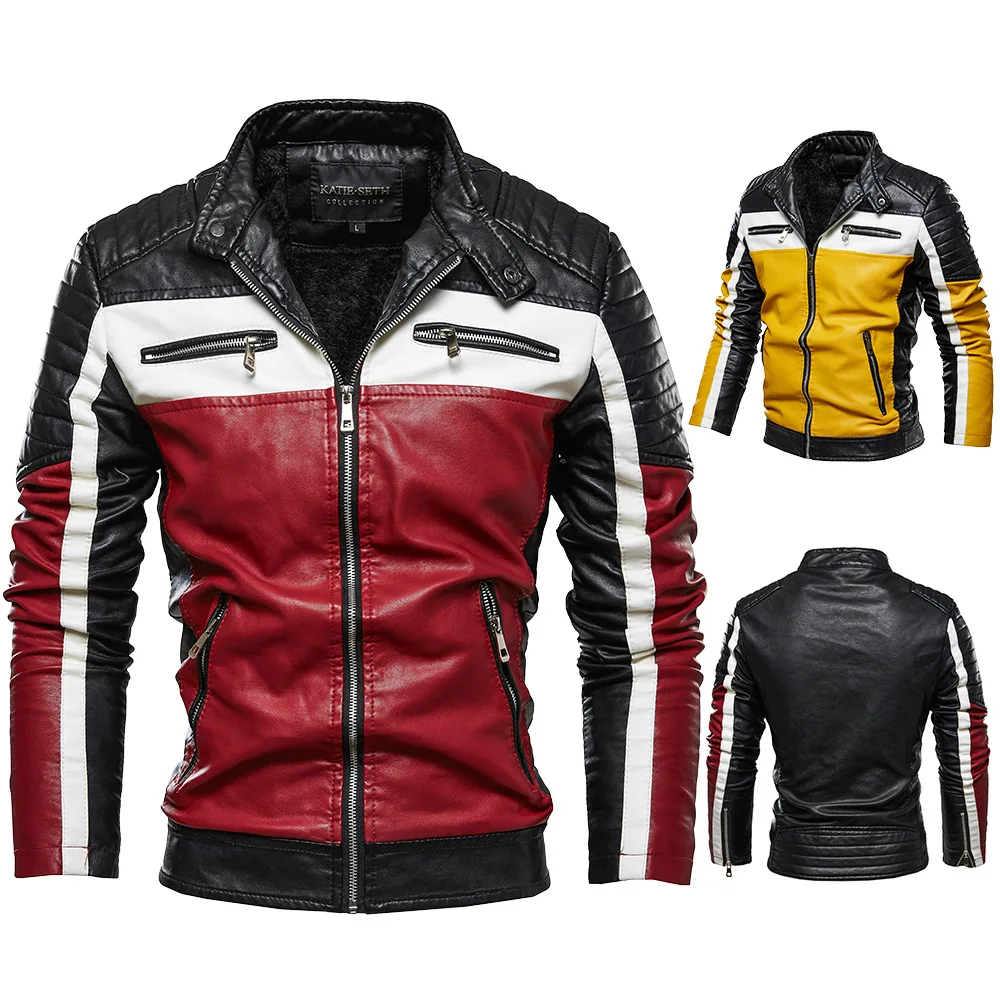 
Autumn Fashion Stand Collar Casual Motorcycle Biker PU Leather Jacket for men 