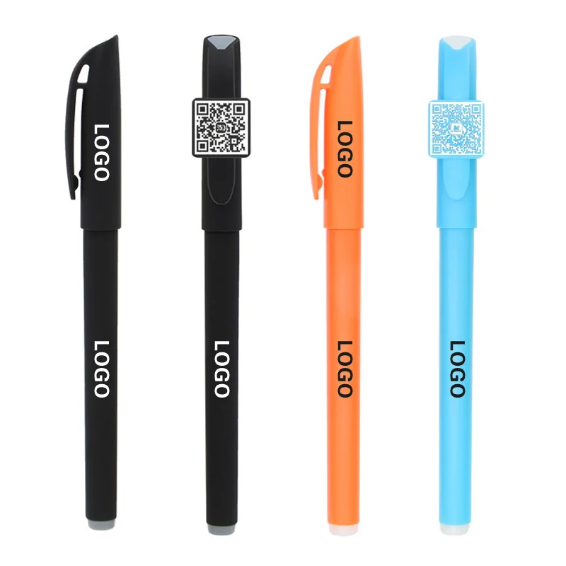 Оптовая продажа, гелевые ручки с цветными жидкими чернилами с индивидуальным логотипом и QR-кодом