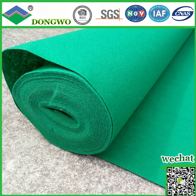Green Color Plain Surface Needle Punch Exhibition Carpet Roll For Decoration