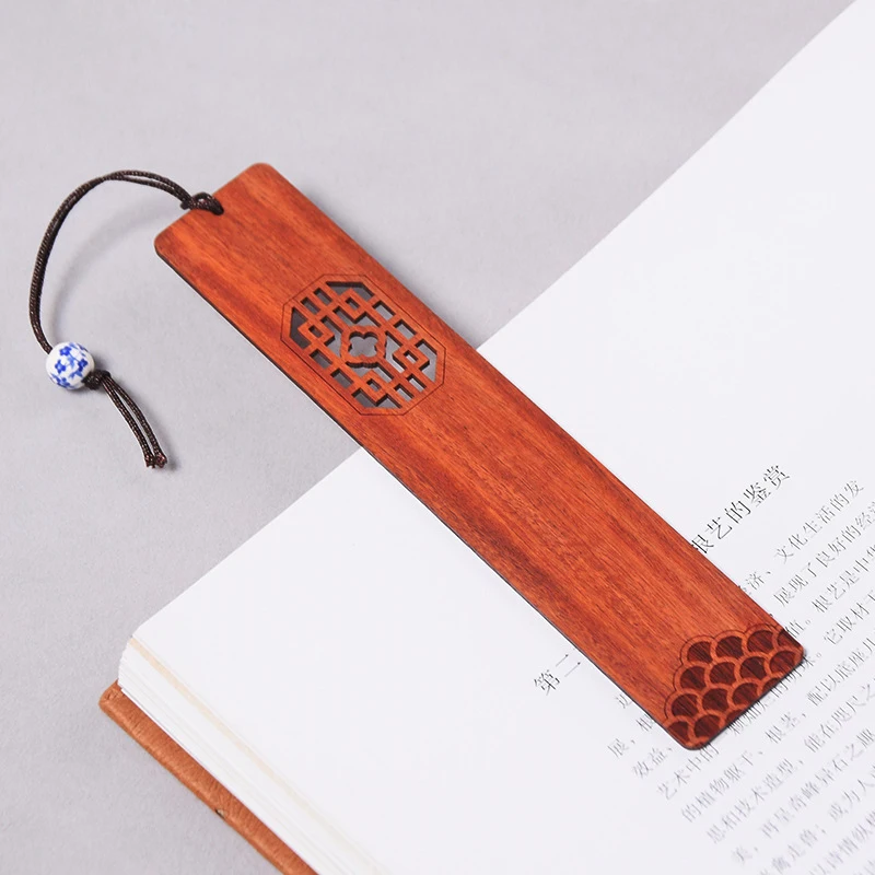 Superwin Laser Engraved Hollow DIY Rosewood Chinese Style Wooden Bookmark For Gifts Gouvenir