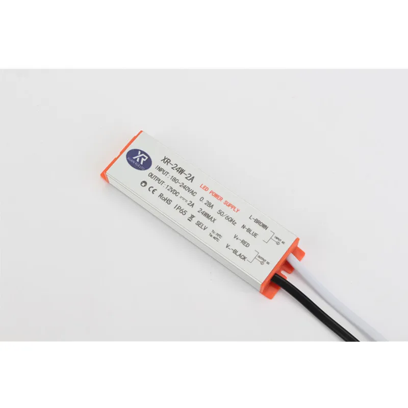 LED Driver 24W  Waterproof IP65 Power Supply, LED Transformer 180V-240V AC to 12V DC, LED Power Supply with  Constant Voltage