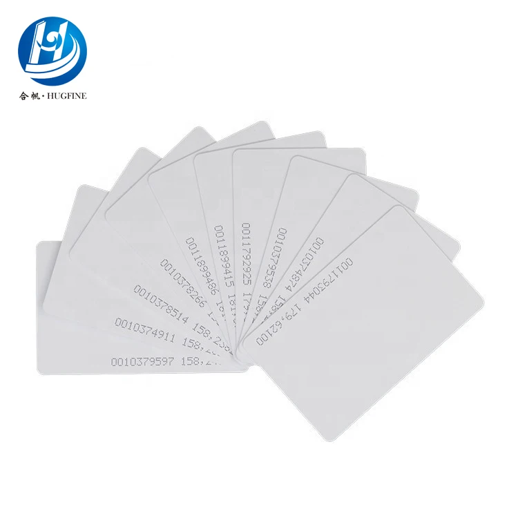 CR80 Standard 125KHZ Blank White PVC RFID Thin Card with Serial Number
