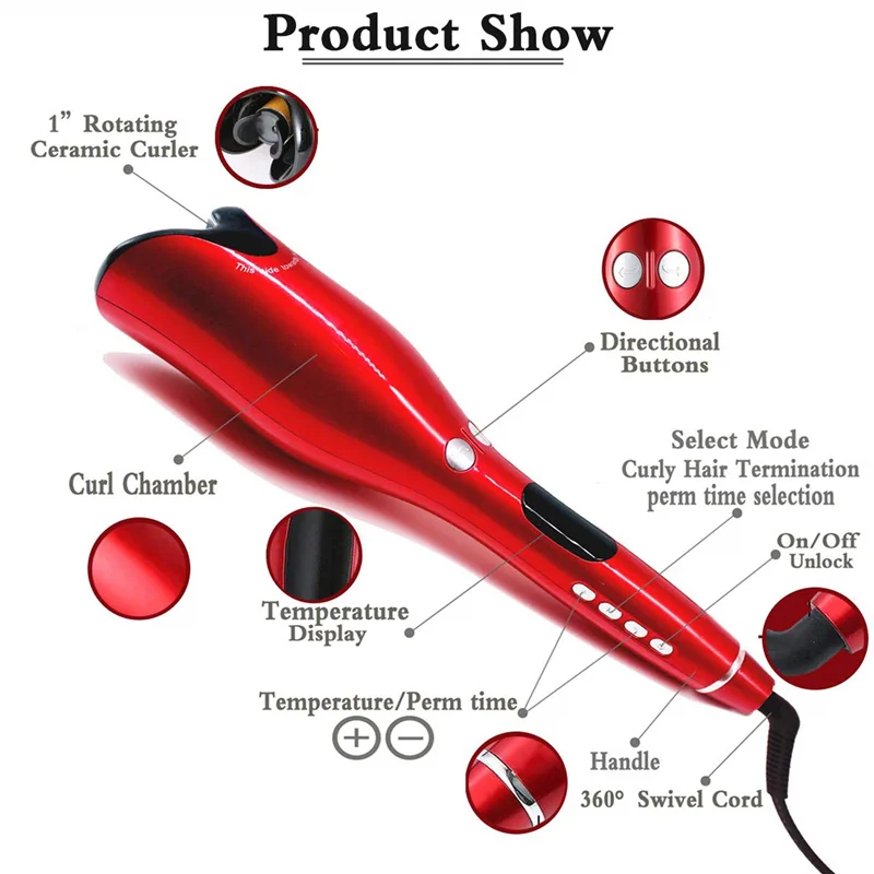 Wholesale Ceramic Hair Curler Electric Rotating Curling Iron Automatic Hair Curler