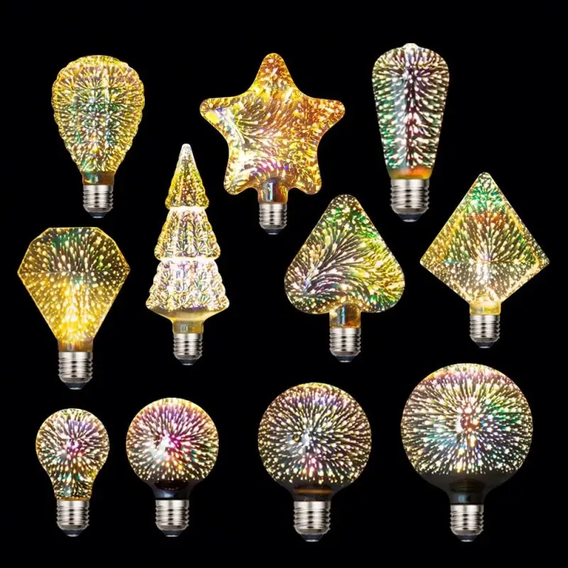 LED colorful 3D firework bulb christmas decoration light retro lamp