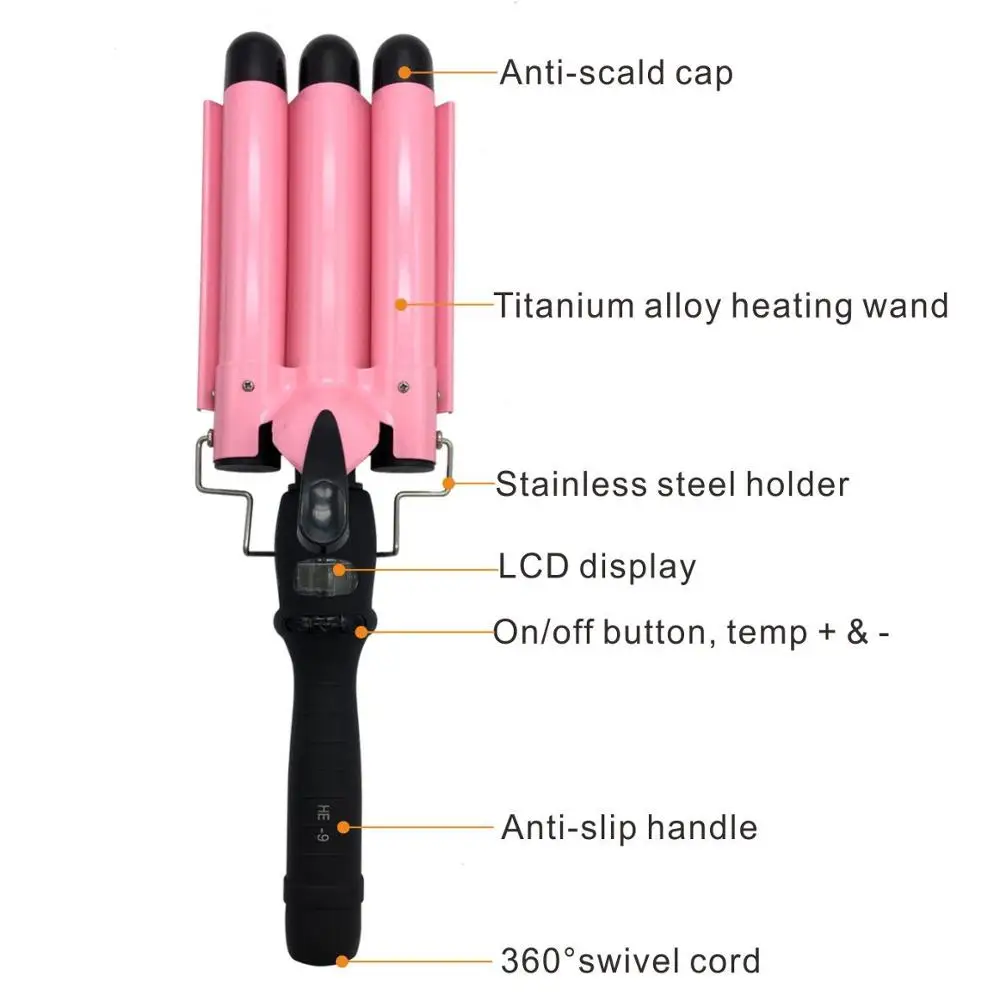 
Automatic Ceramic curling iron barrel waver triple hair curler 