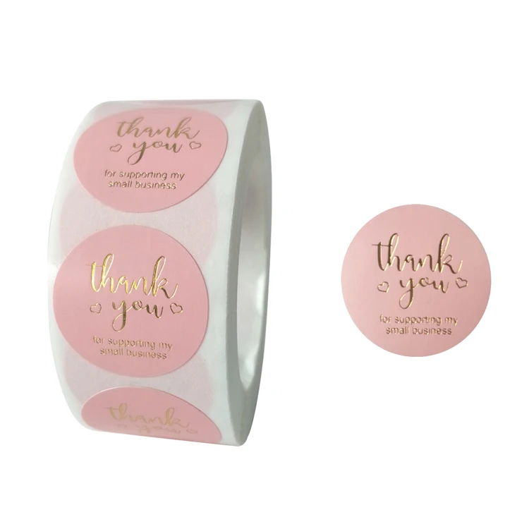 Custom logo Printing A3 A4 Glossy Self Adhesive Round Roll Shipping Packaging Kraft Paper Labels Thank You