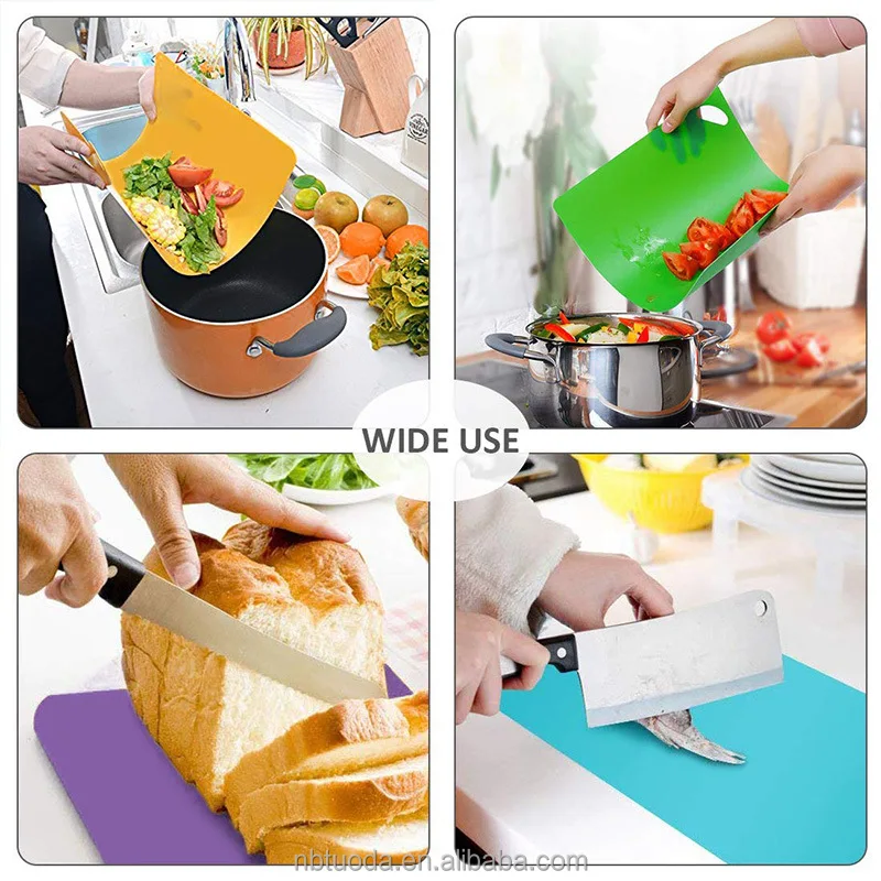 Factory Direct Sale Thick Flexible Set of 6 Colored Plastic Kitchen Cutting Board For Kitchen