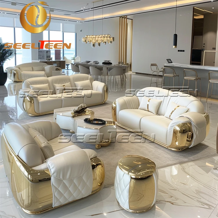 Modern Leather Home Furniture Sectional Couch Living Room Sofa Set Furniture