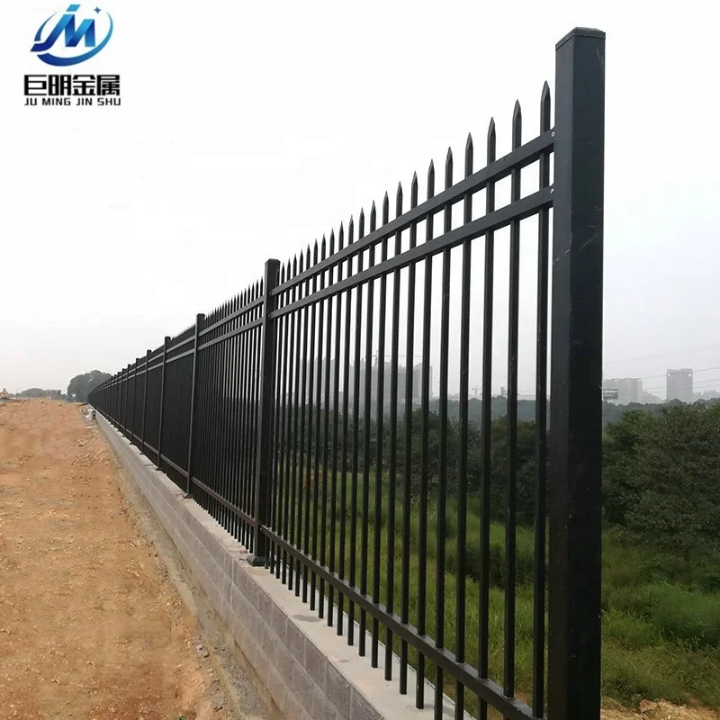 Metal Wrought Iron Fencing, Trellis Easy Installation - for Residential, Yard, Villa, 3-Rail, One Post Included