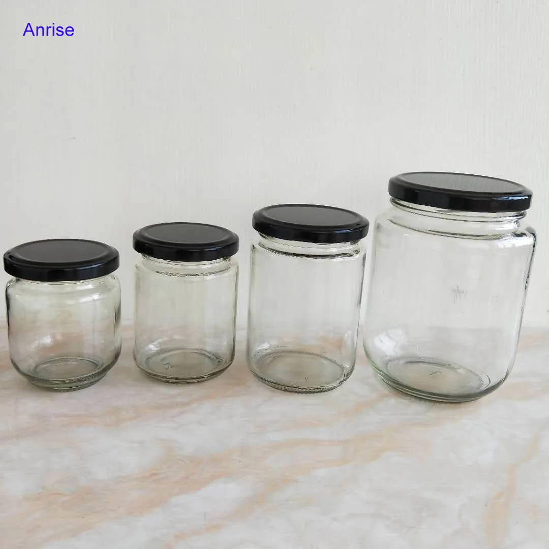 100ml 120ml 180ml 280ml 380ml 500ml Metal Screw Lids Honey Jam Jars Round Glass Vegetable Souce Jars