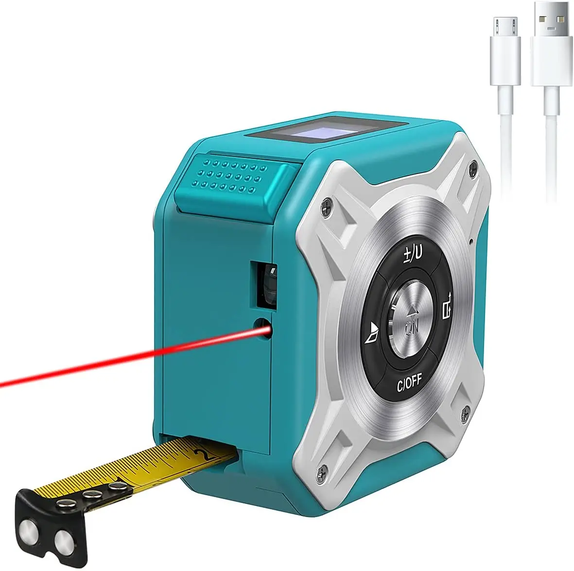 5m Steel Measuring Tape Ruler Multifunctional Laser Distance Meter with USB Charging LCD Digital Display