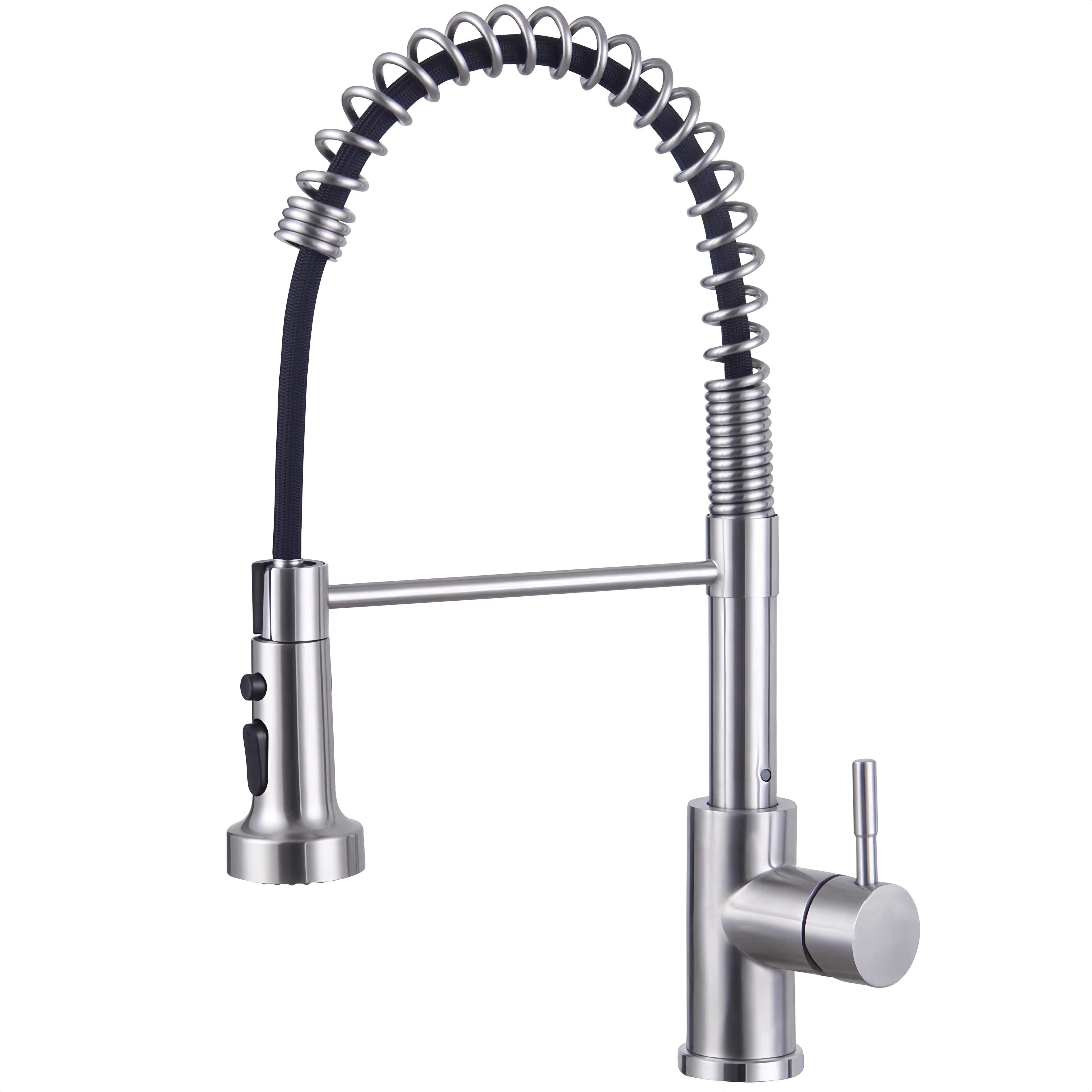 Good Flexible Cold Hot Mixer Sink Tap SUS304 Stainless Steel Black 360 Rotation Spring Kitchen Faucet with Pull Down Sprayer