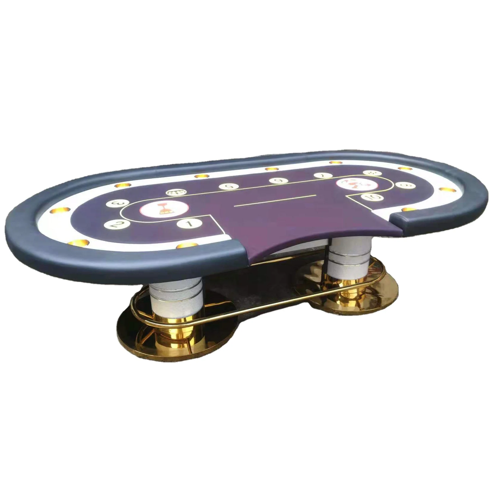 Luxurious Casino Poker Table with LED Lamps USB Charging Jack Customized Gambling Table Top Luxurious Poker Table