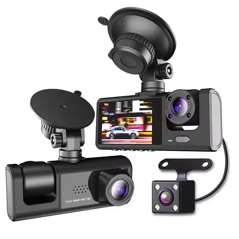 Real Triple Record Plus Weighted Force 3 screens at the same time 2.0-inch IPS screen car dashccam