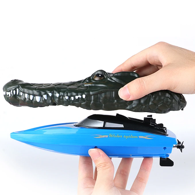 Prank Toys 2.4G remote control speed boat Toys Electric Waterproof Simulation RC Crocodile Head Racing Boat