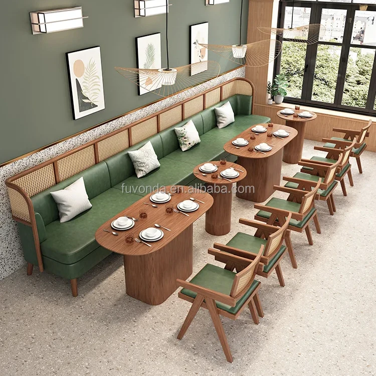South East Asia Style Rattan Dining Chairs and table booth sofa chairs furnitures for restaurant