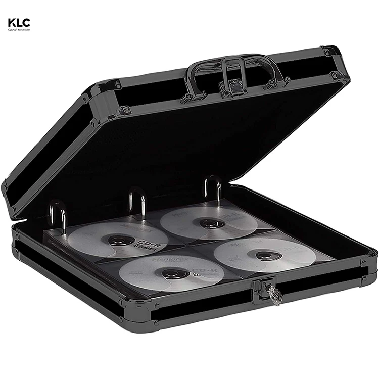 Locking DVD Storage Case Secure Organizer 128 CD Holder Video Game Binder and Media Book for Travel with Key and Carrying Handle