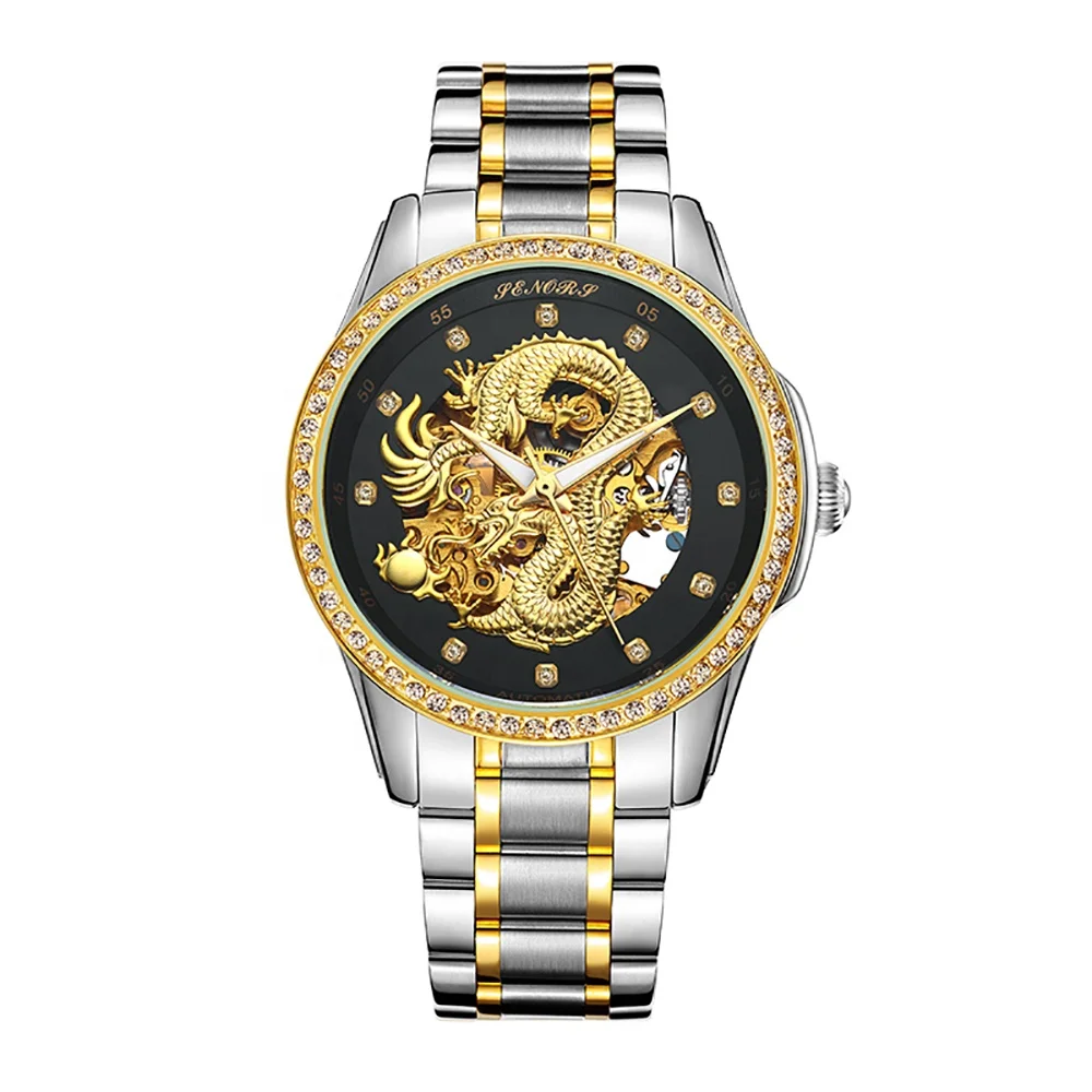 Luxury Watch Mechanical 3D Gold Dragon High Quality Automatic Mechanical Watches Men Wrist