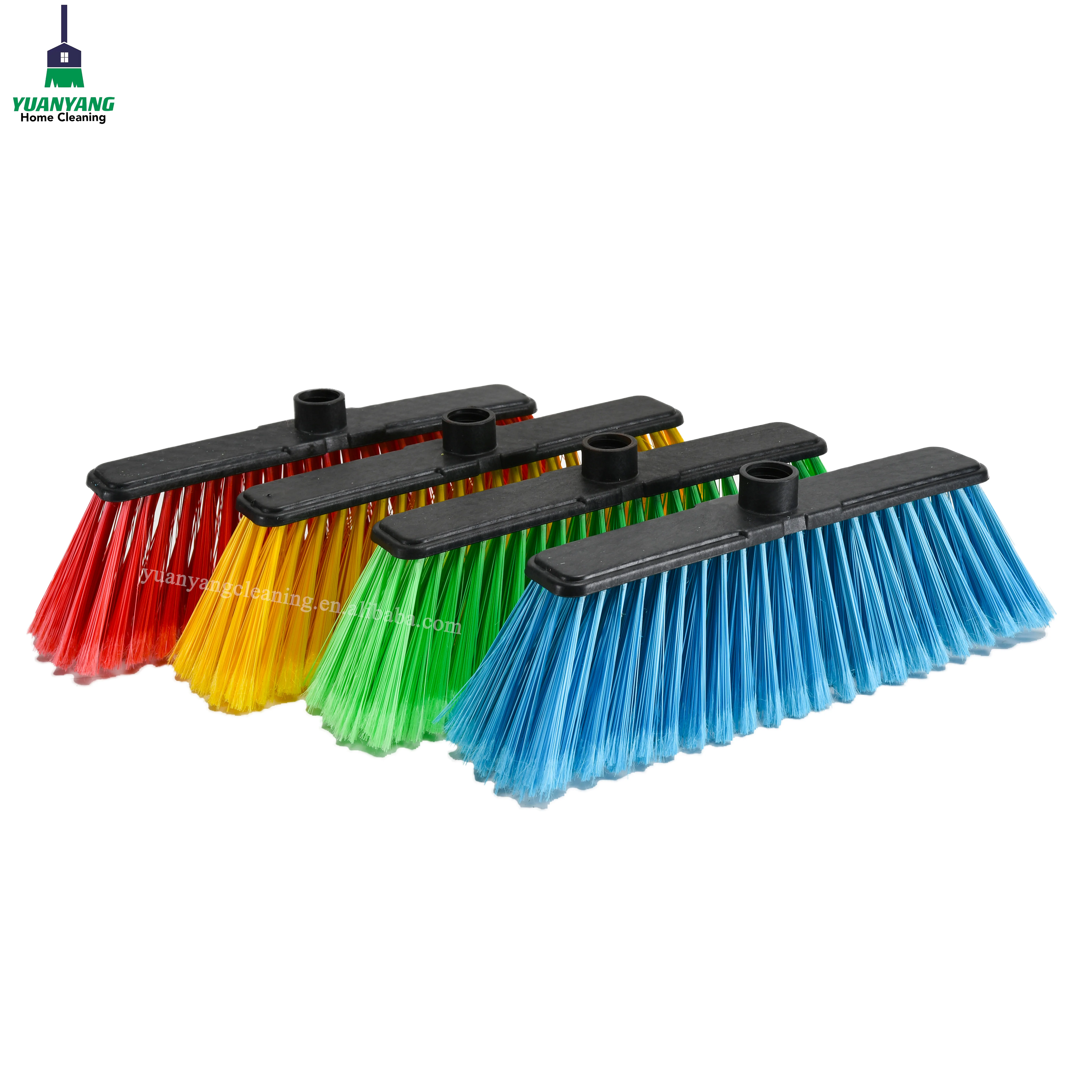 Cheap broom stick long handle house cleaning broom plastic big broom for the street