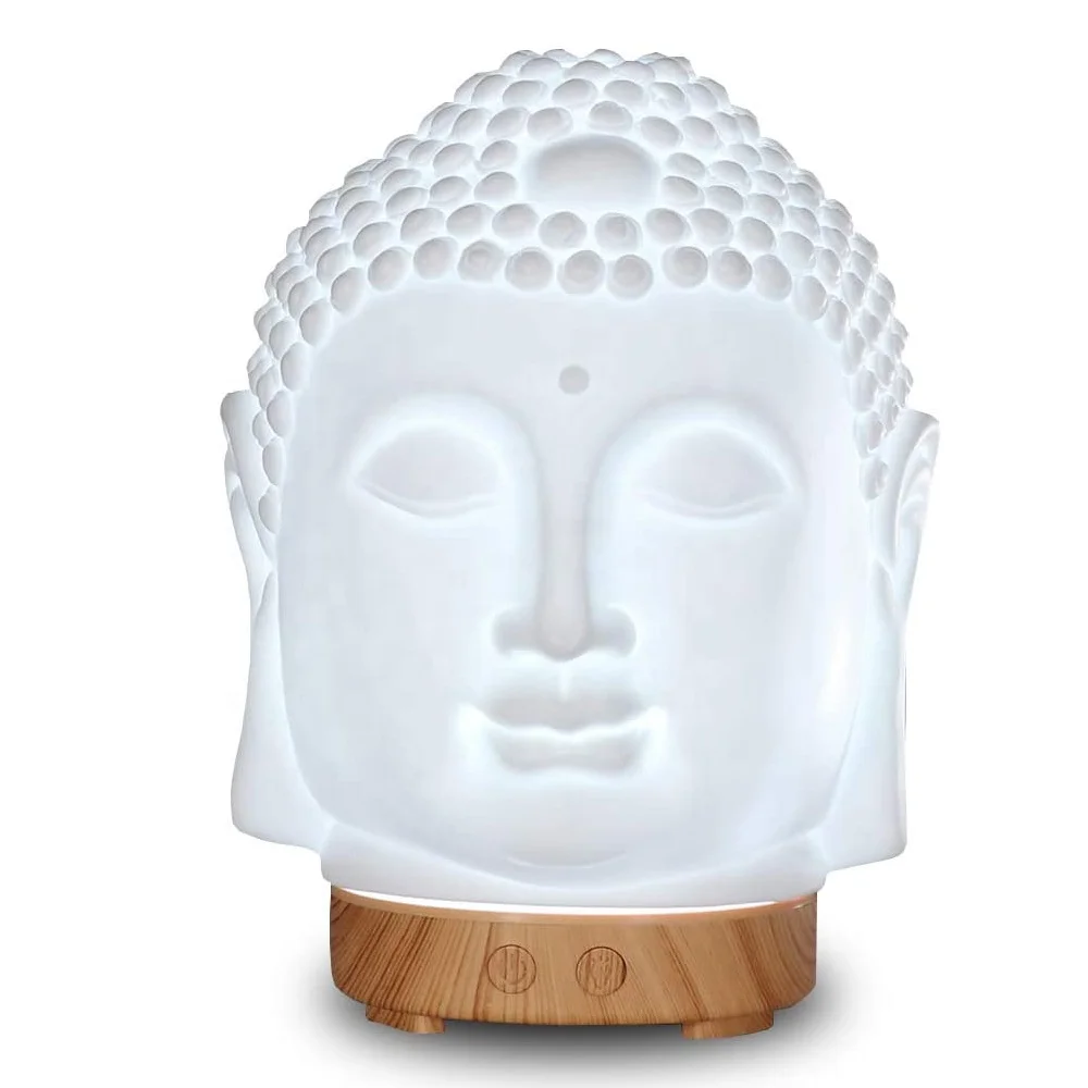 Factory Wholesale Ceramic Aroma Diffuser Air Purifier 100ML Ceramic Buddha Head Fragrance Humidifier For Essential Oils
