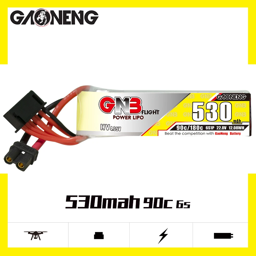 GAONENG GNB 530mah HV 6S 90C 180C 22 8 V Длинный тип FPV Дрон LiPo батарея XT30 для дрона RC Helis запчасти