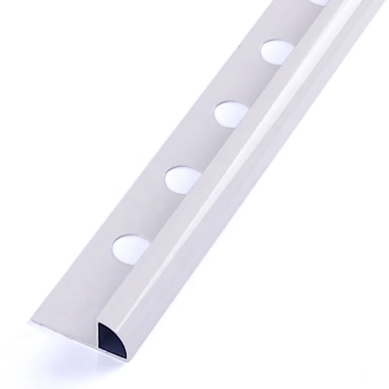 Good quality chrome surface aluminum tile edge trim round close type metal strips