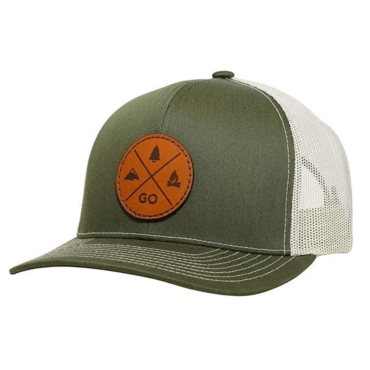 Men Baseball Hat Waterproof Sport Cap Trucker Hat Mesh Baseball Cap With Leather Patch For Outdoor