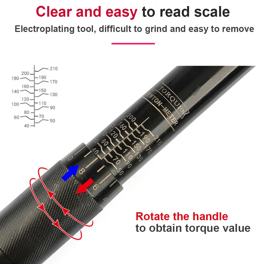1/4 1/2 3/8 Inch 5-210Nm CRV Auto Repair Spanner Drive Click Ratchet Torque Wrench