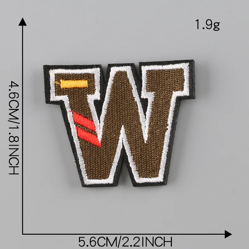 Low MOQ Stock 26 Alphabets Pearl  Self Adhesive Embroidery Cloth Patches  Iron On Chenille Letter Patches With Velcro