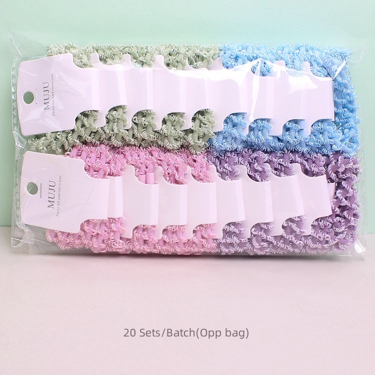 4 Piece of Sweet spiral lace hair ties girly rubber elastic hair ties simple high ponytail tiara for girls