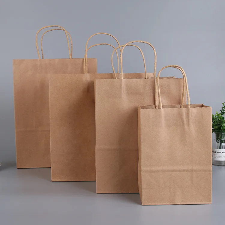 Fashionable Simplicity Large-Capacity Kraft Paper Bags Accept Recyclable Packaging with Custom Logo Print for Gift Shopping Use