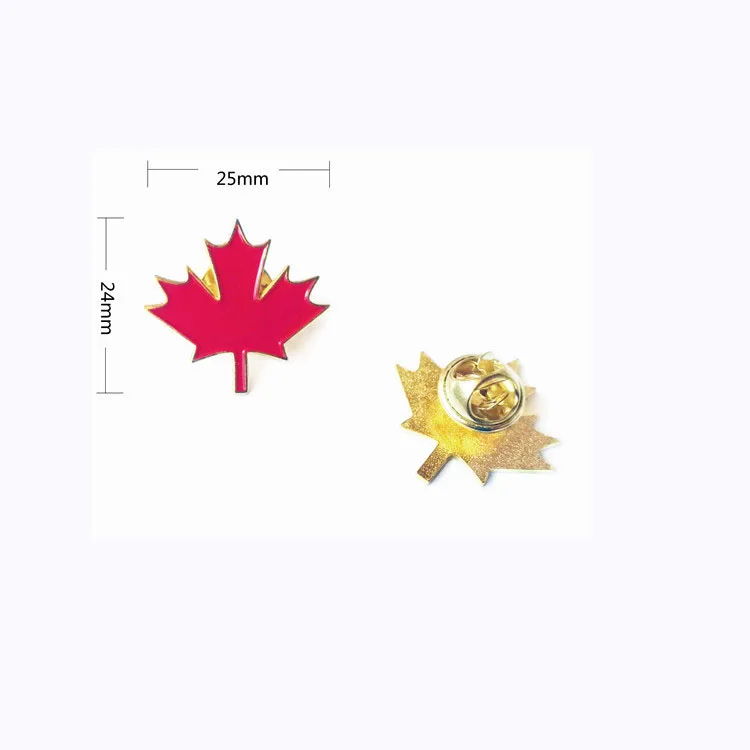 Soft Hard Enamel Canada Red Maple Leaf Metal Lapel Pins Gold Plated Butterfly Clutch Badge Shirt Pins