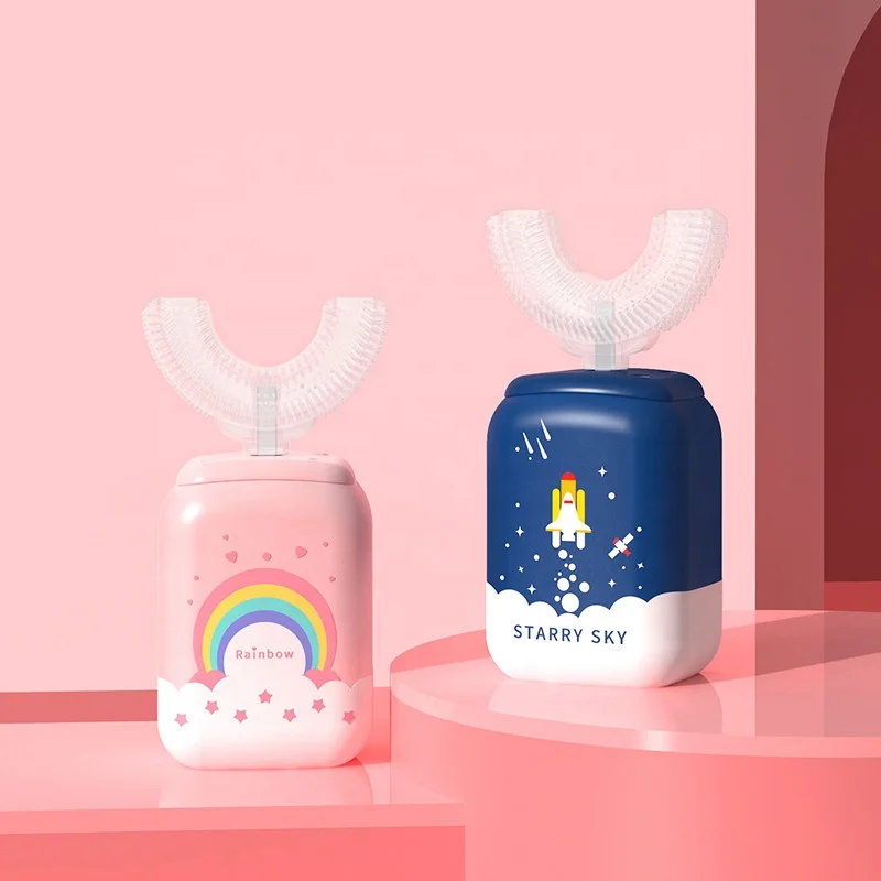 Новое поступление 2021 г., запатентованный дизайн, U-образная Милая Веселая детская электронная зубная щетка