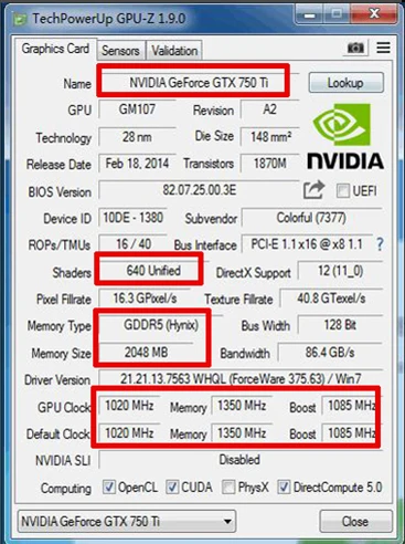 Б/у графическая карта GTX 750Ti 2 ГБ GDDR5 PC