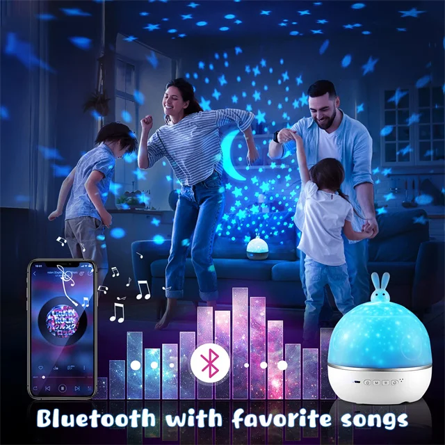 15 Films & Bluetooth Kids Night Light Projector Remote Dimmable Baby Night Light Rechargeable Timer Star Projector for Kids