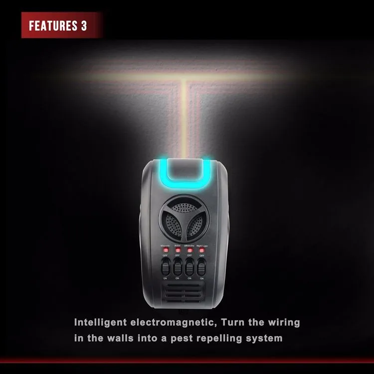 3 IN 1 Eco-Friendly Indoor Electromagnetic Ultrasonic Insect Cockroaches Bed Bugs Mouse Mosquito Repellent