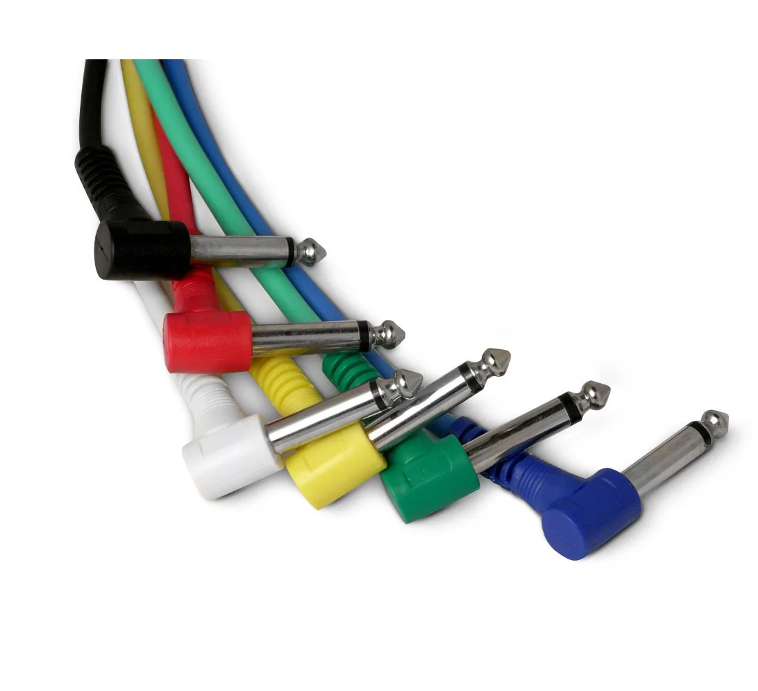 Hot sale instrument 6.35 jack guitar effect patch cables in 30cm 6 color per set