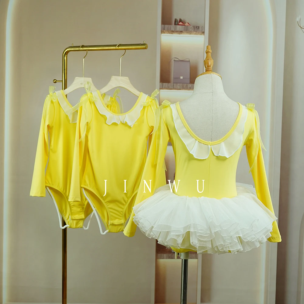 Hot sales popular new arrivals yellow cute nylon girls dance leotards ballet trainingwear manufacturer