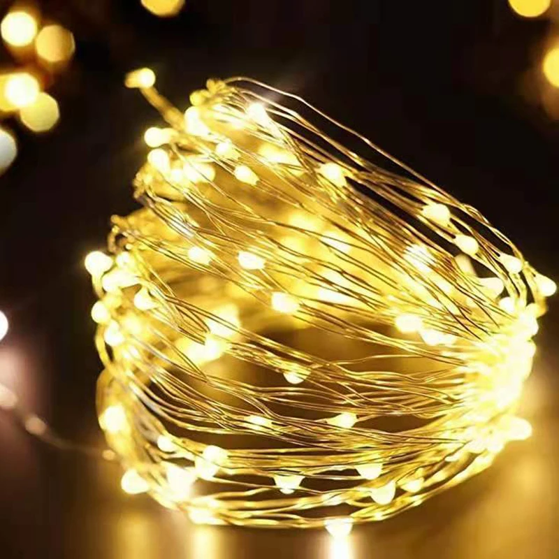 LED String Lights Silver Wire Garland Powered by 5V Battery USB Fairy light Home Christmas Wedding Party Decoration