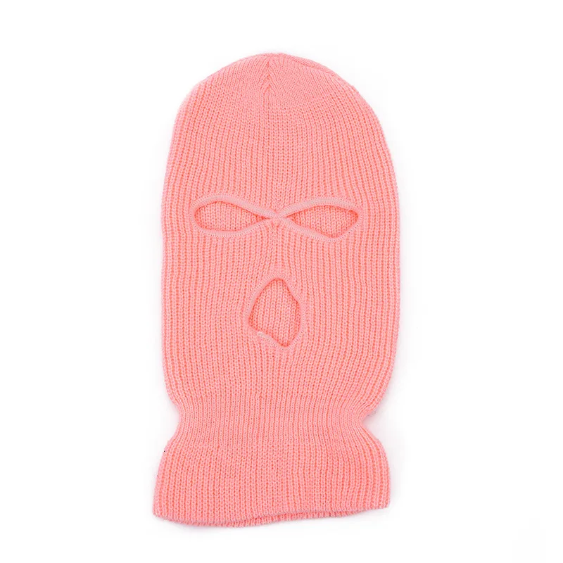 Motorcycle Cycling custom 3 Hole Logo Full Face Embroidered Knitted Balaclava Cycling Ski Mask Winter hat