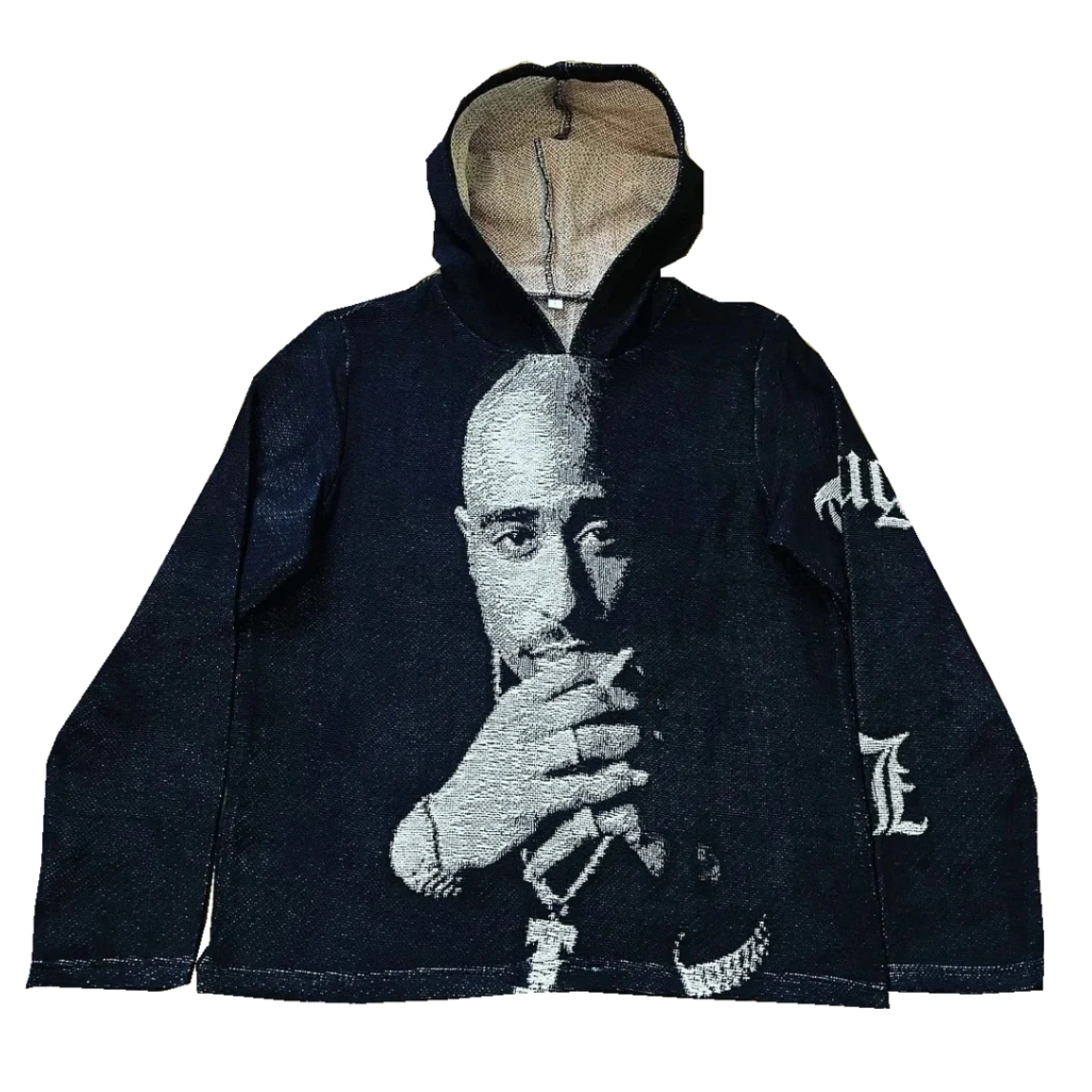 OEM ODM Streetwear Hiphop Tapestry Hoodie Woven Jacquard Hoodie Custom Rapper Handmade Thick Hoodie