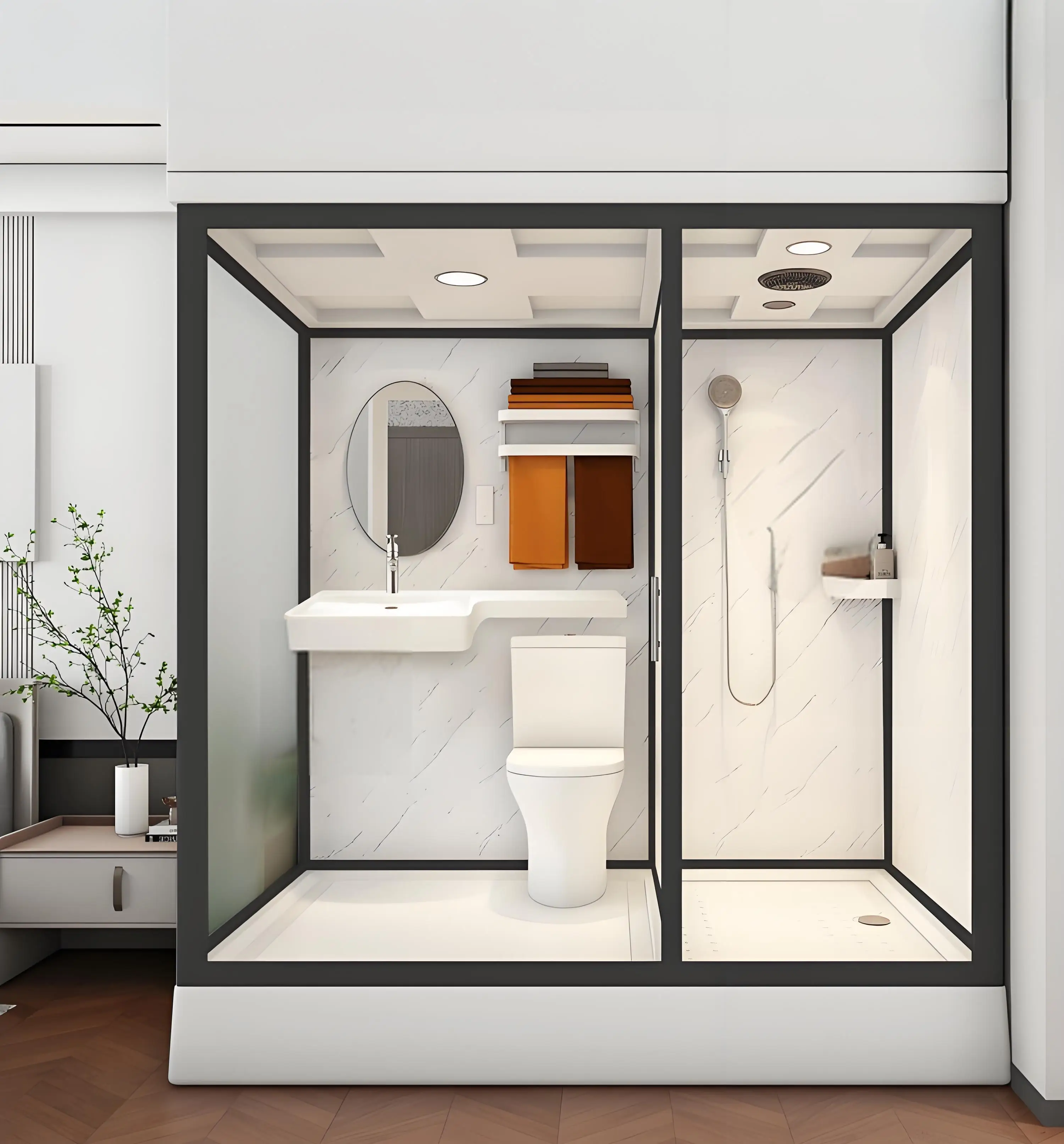 Modern Industrial & Traditional Design Prefab Bathrooms Stylish Modern Industrial Traditional Shower Enclosures