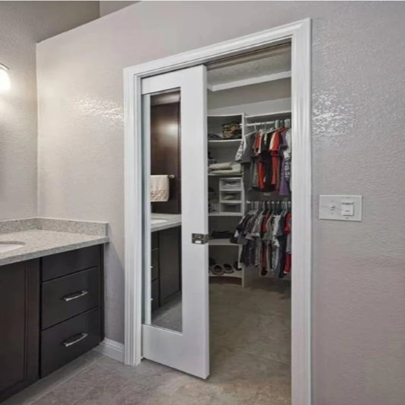 K style Interior sliding wood barn door panel slab wooden sliding barn door for house for closet bedroom