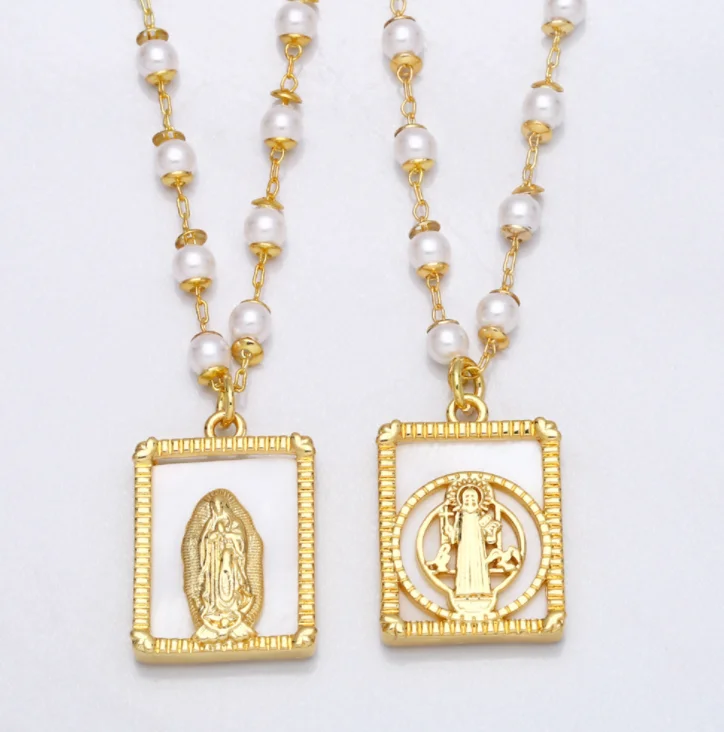 European Religious Jewelry Gold Virgin Mary Pendant Chain Necklace For Women