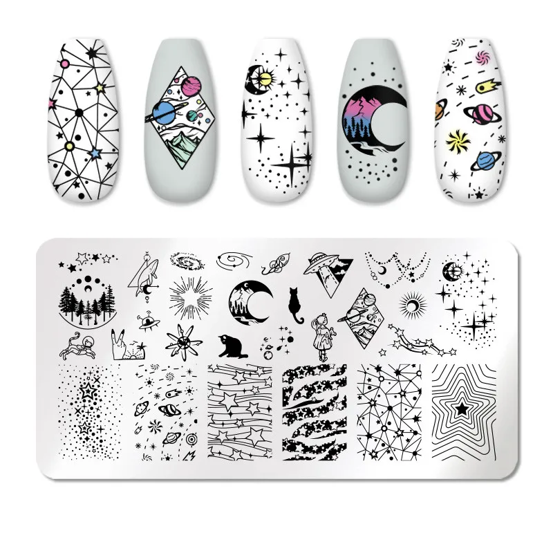 High quality 6*12cm geometric line theme series metal plate stamping nail art