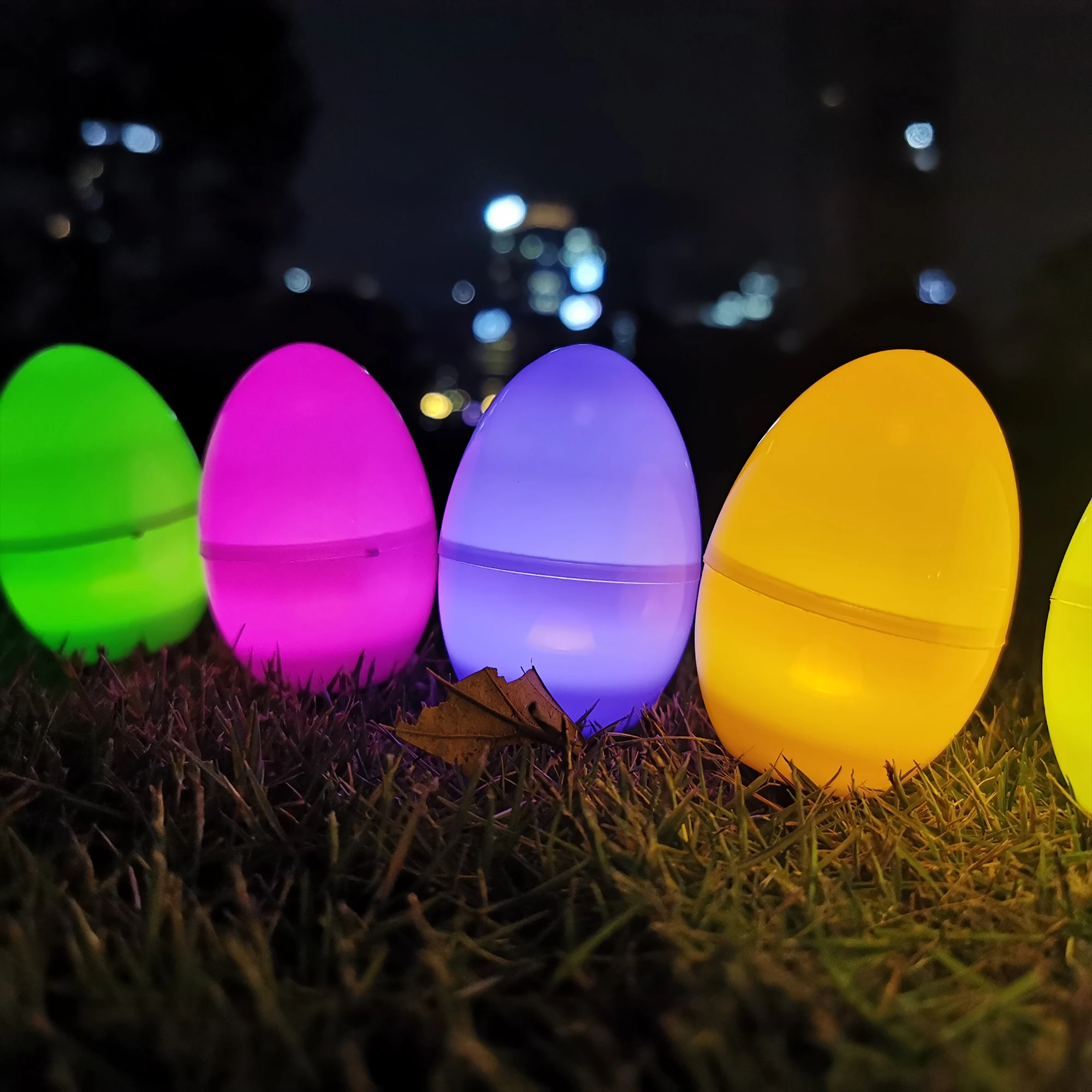 Easter plastic colorful eggs 6ct basket stuffers fitter party decoration light-up toys LED eggs